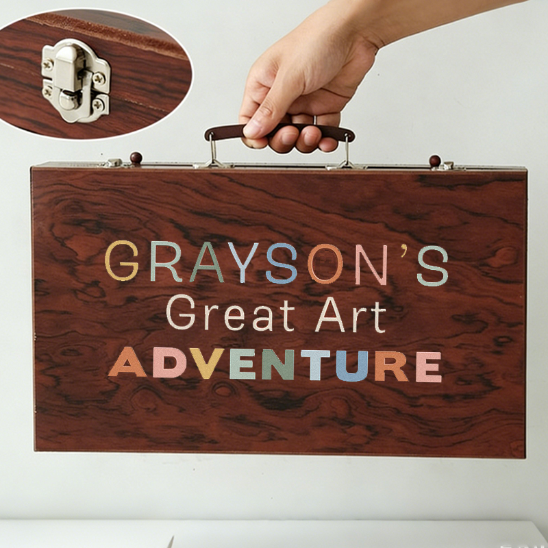 Personalized Name Wooden Art Set Perfect Gift for Kids Who Love Drawing and Painting 143 Piece Creative Kit