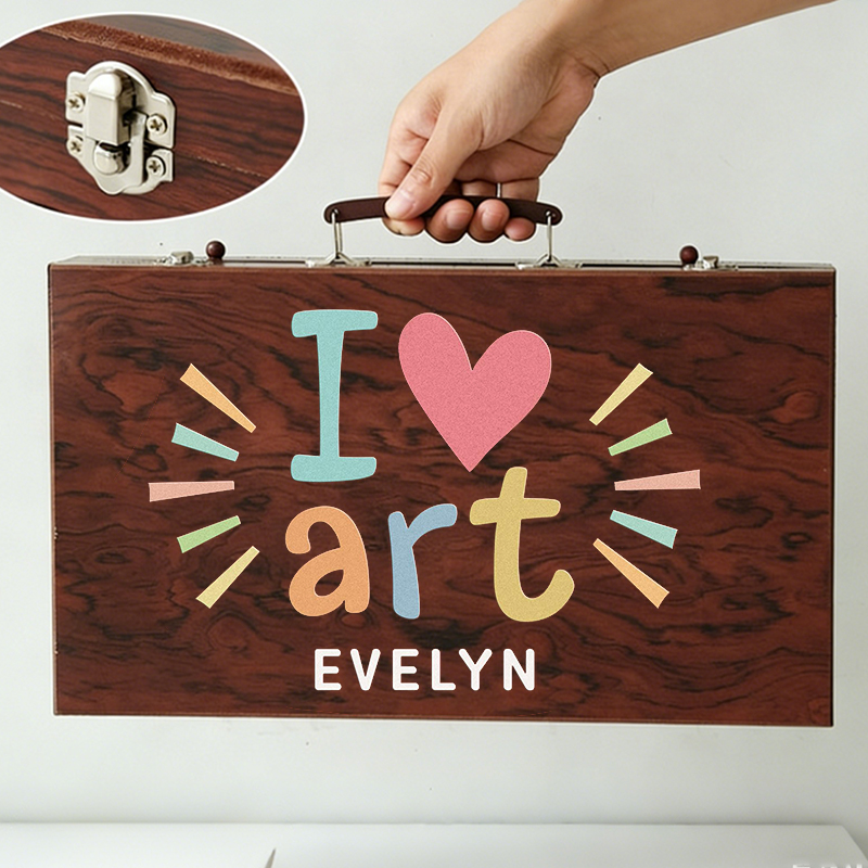 Personalized Name Wooden Art Set Perfect Gift for Kids Who Love Drawing and Painting 143 Piece Creative Kit