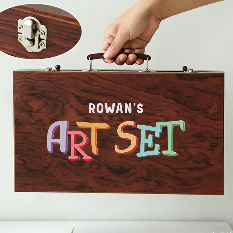 Personalized Name Wooden Art Set Perfect Gift for Kids Who Love Drawing and Painting 143 Piece Creative Kit