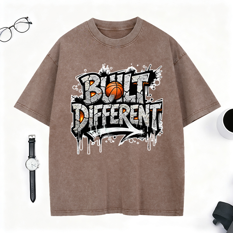 Personalized "One Team One Grind" Basketball Graffiti Washed T-Shirt for Basketball Enthusiasts and Street Culture Fans