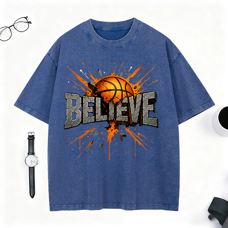 Personalized "One Team One Grind" Basketball Graffiti Washed T-Shirt for Basketball Enthusiasts and Street Culture Fans
