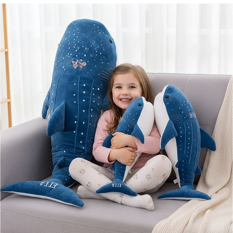 Personalized Whale Shark Plush Toy for Kids Custom Name Ultra-Soft 3 Sizes for Snuggly Ecofriendly Recycled Polyfill Stuffed Animal Stuffies Toy Children  Large Ocean Marine Coastal