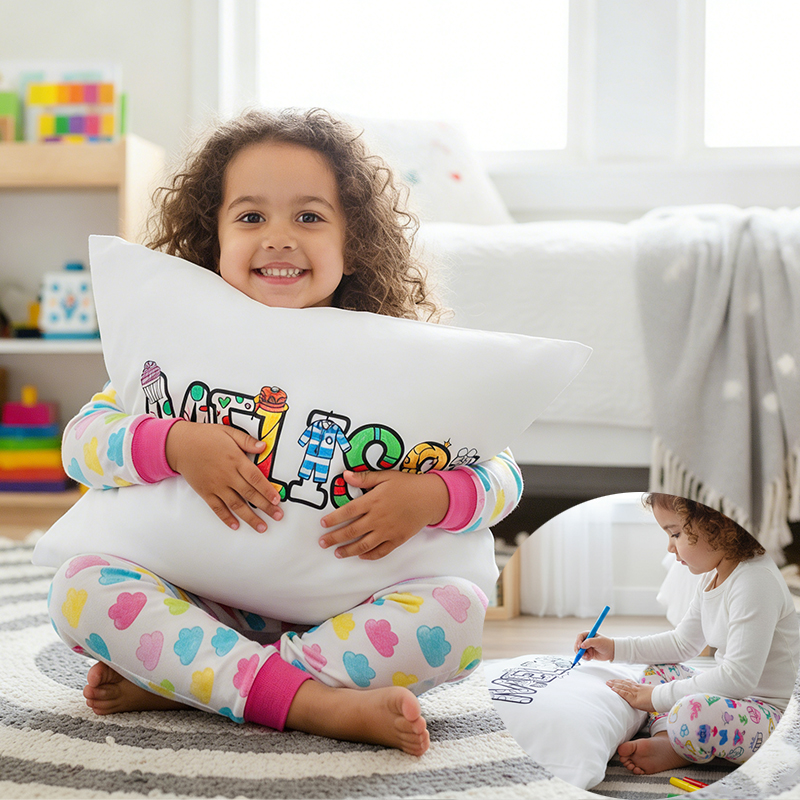 Personalized DIY Doodle Pillowcase for Kids Custom Name & Design Creative Gift for Parties and Fun Activities