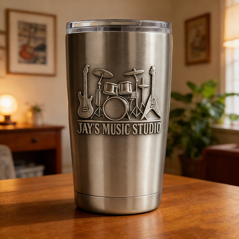 Personalized Rock Band Instrument Stainless Steel Tumbler Custom Name Gift for Guitarist Drummer Bassist Band Members Music Lovers for Performances Birthdays Holiday Parties