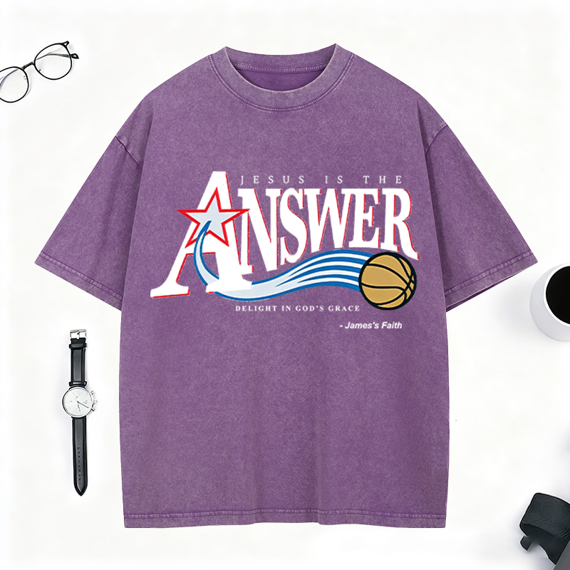 Personalized “Jesus Is The Answer” Vintage Washed T-Shirt for Believers and Fans