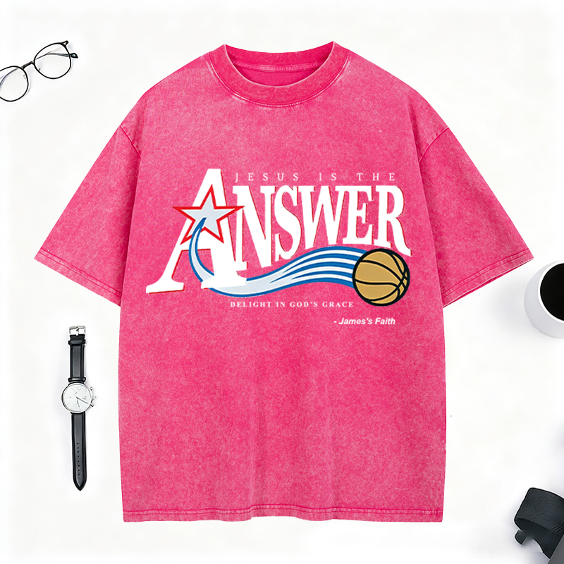 Personalized “Jesus Is The Answer” Vintage Washed T-Shirt for Believers and Fans
