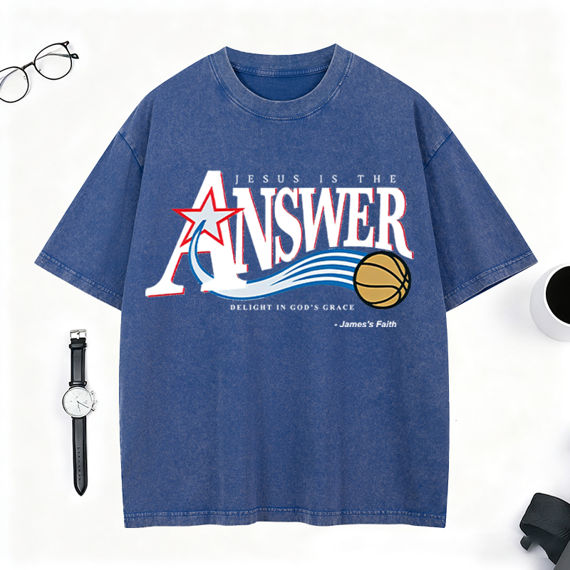 Personalized “Jesus Is The Answer” Vintage Washed T-Shirt for Believers and Fans