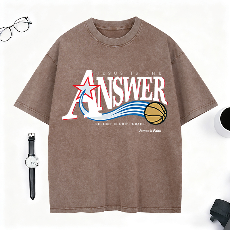 Personalized “Jesus Is The Answer” Vintage Washed T-Shirt for Believers and Fans