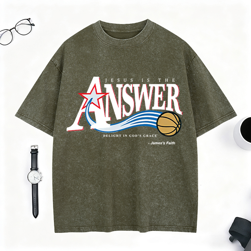 Personalized “Jesus Is The Answer” Vintage Washed T-Shirt for Believers and Fans