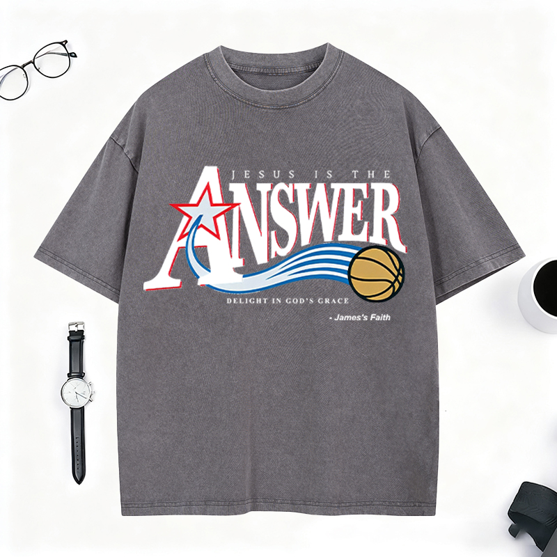 Personalized “Jesus Is The Answer” Vintage Washed T-Shirt for Believers and Fans