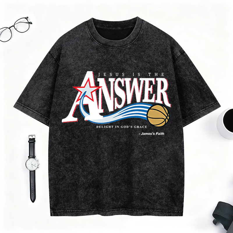 Personalized “Jesus Is The Answer” Vintage Washed T-Shirt for Believers and Fans