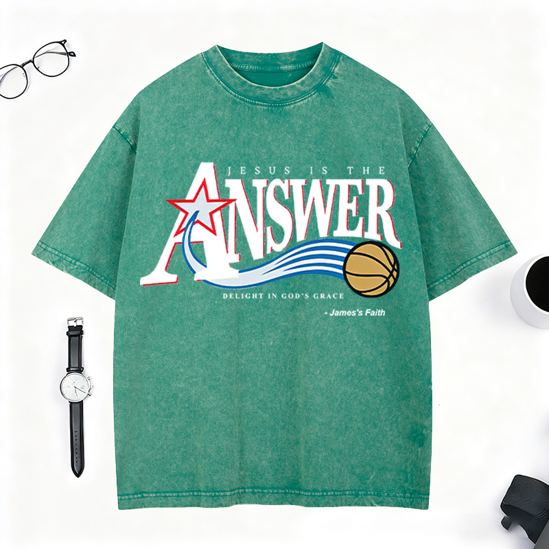 Personalized “Jesus Is The Answer” Vintage Washed T-Shirt for Believers and Fans