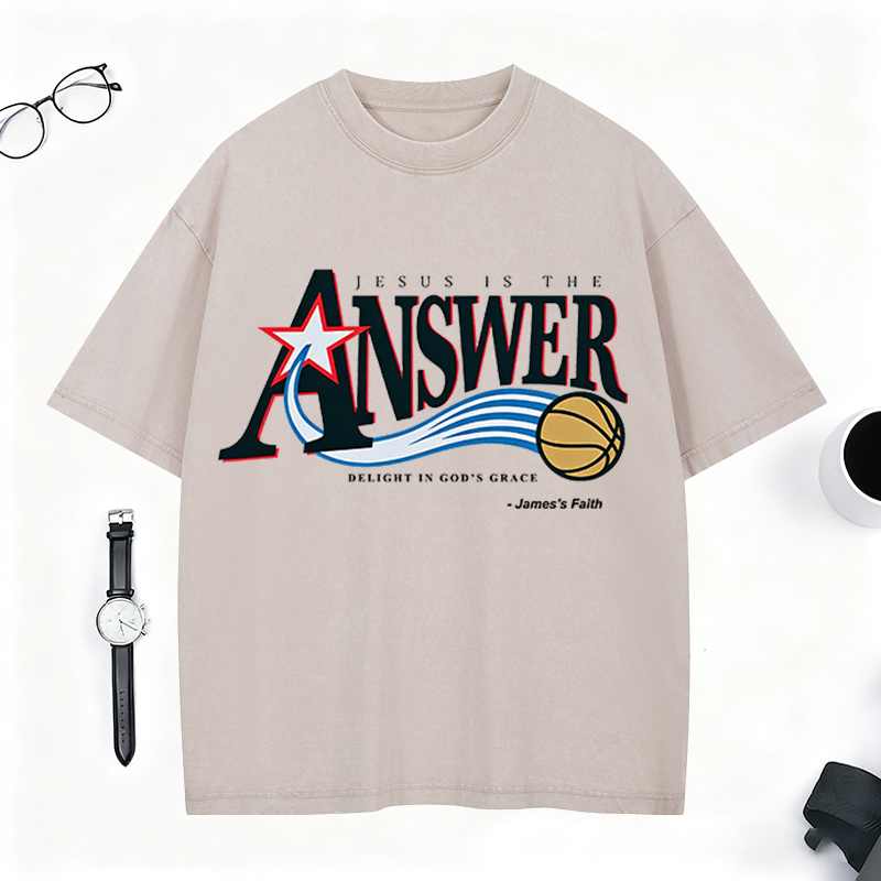 Personalized “Jesus Is The Answer” Vintage Washed T-Shirt for Believers and Fans