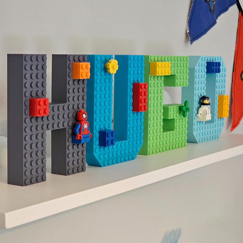 Personalized Building Block Letter Name Sign Plastic Custom Kids Room Decor Gift
