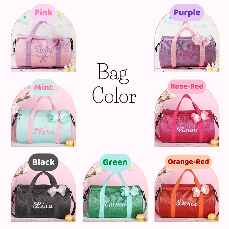 Personalized Glitter Ballet Duffel Bag Custom Name Dance Bag  Sparkly Travel Tote for Little Ballerinas Dance Bag for Little Girls