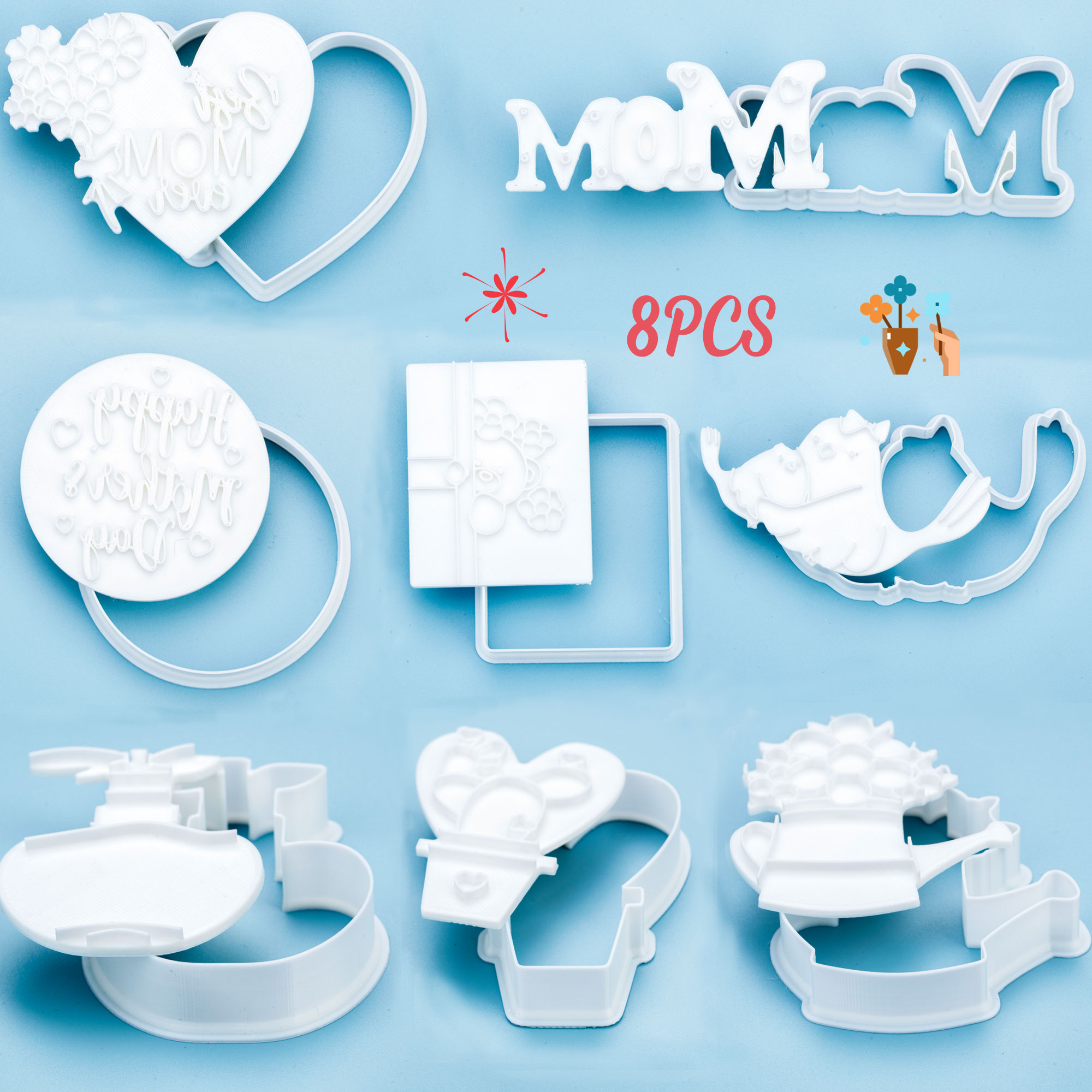 Mother's Day Cookie Cutters Cookie Stamp Cookie Molds Home Cookie Cutters Gift for Mom