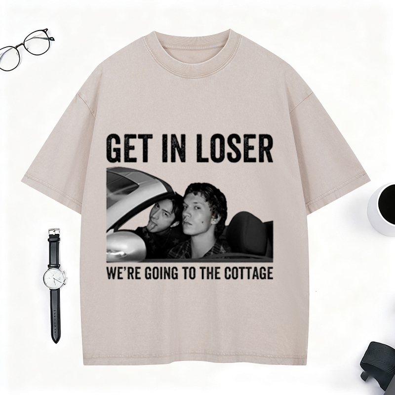 Personalized HR Washed T-Shirt We're Going To The Cottage Tee for Ice Hockey Fans