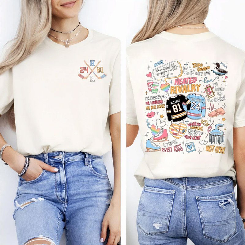 Personalized Hockey TV T-Shirt Romance Shirt with Custom Number and Initials