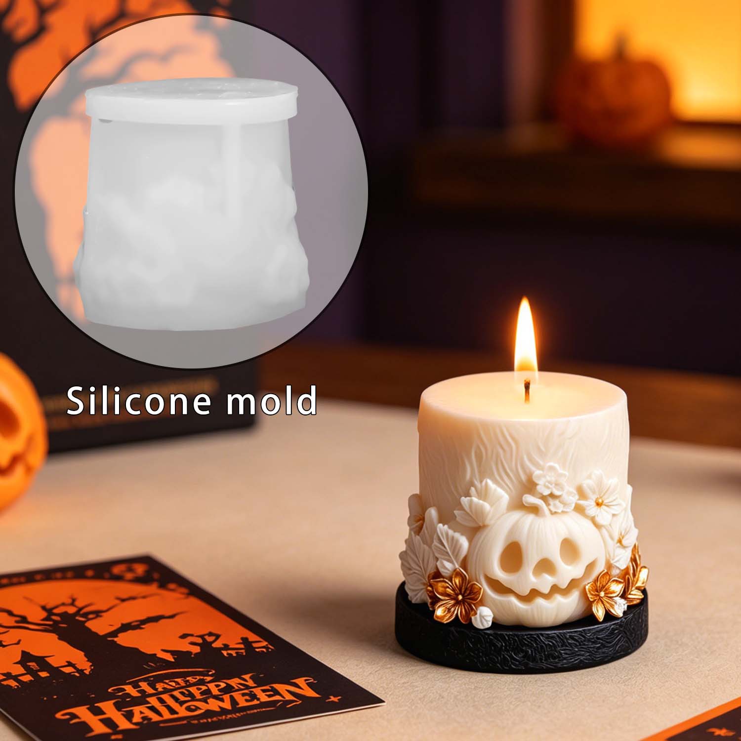 Pumpkin Scented Plaster Candle Mold DIY Desktop Candlestick Ornament
