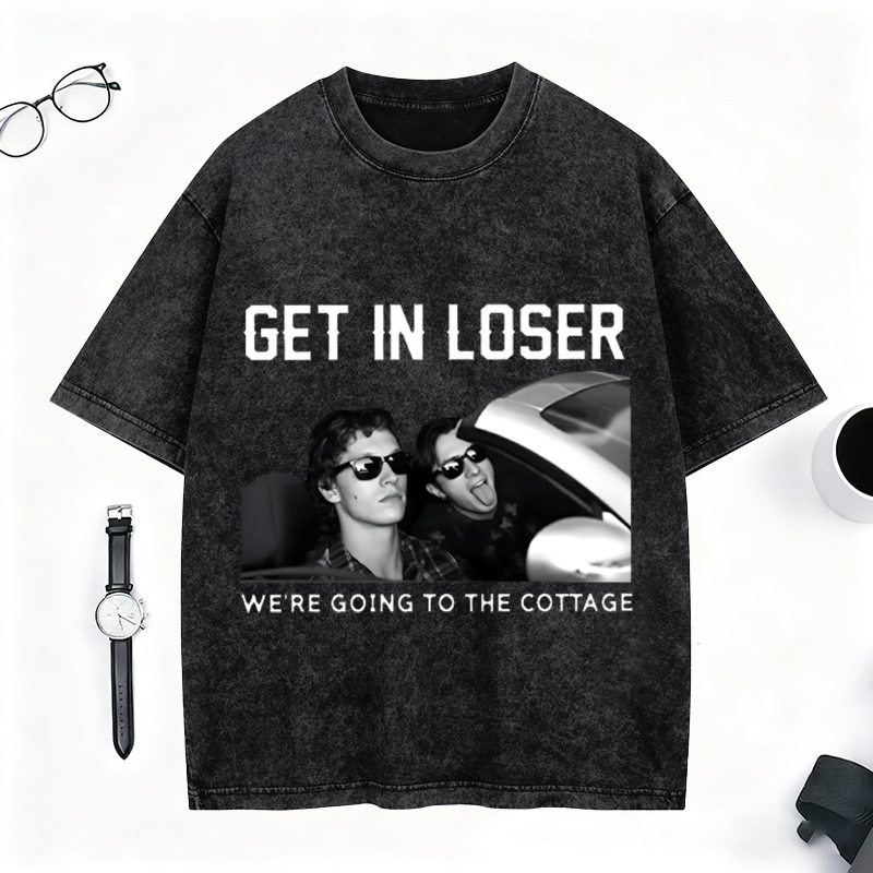 Personalized HR Washed T-Shirt We're Going To The Cottage Tee for Ice Hockey Fans