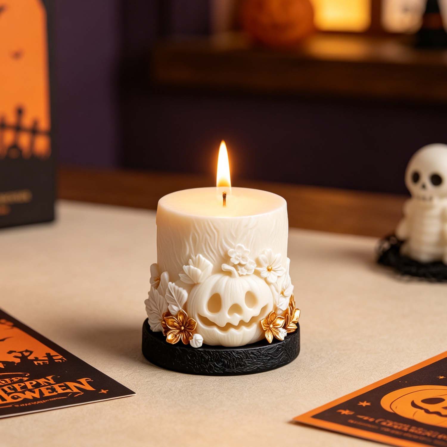 Pumpkin Scented Plaster Candle Mold DIY Desktop Candlestick Ornament