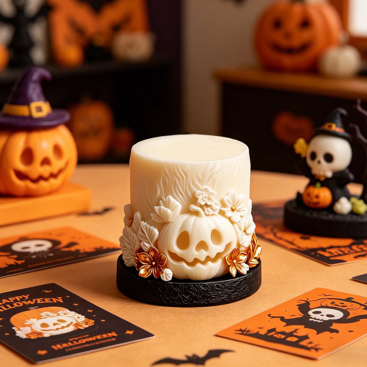 Pumpkin Scented Plaster Candle Mold DIY Desktop Candlestick Ornament