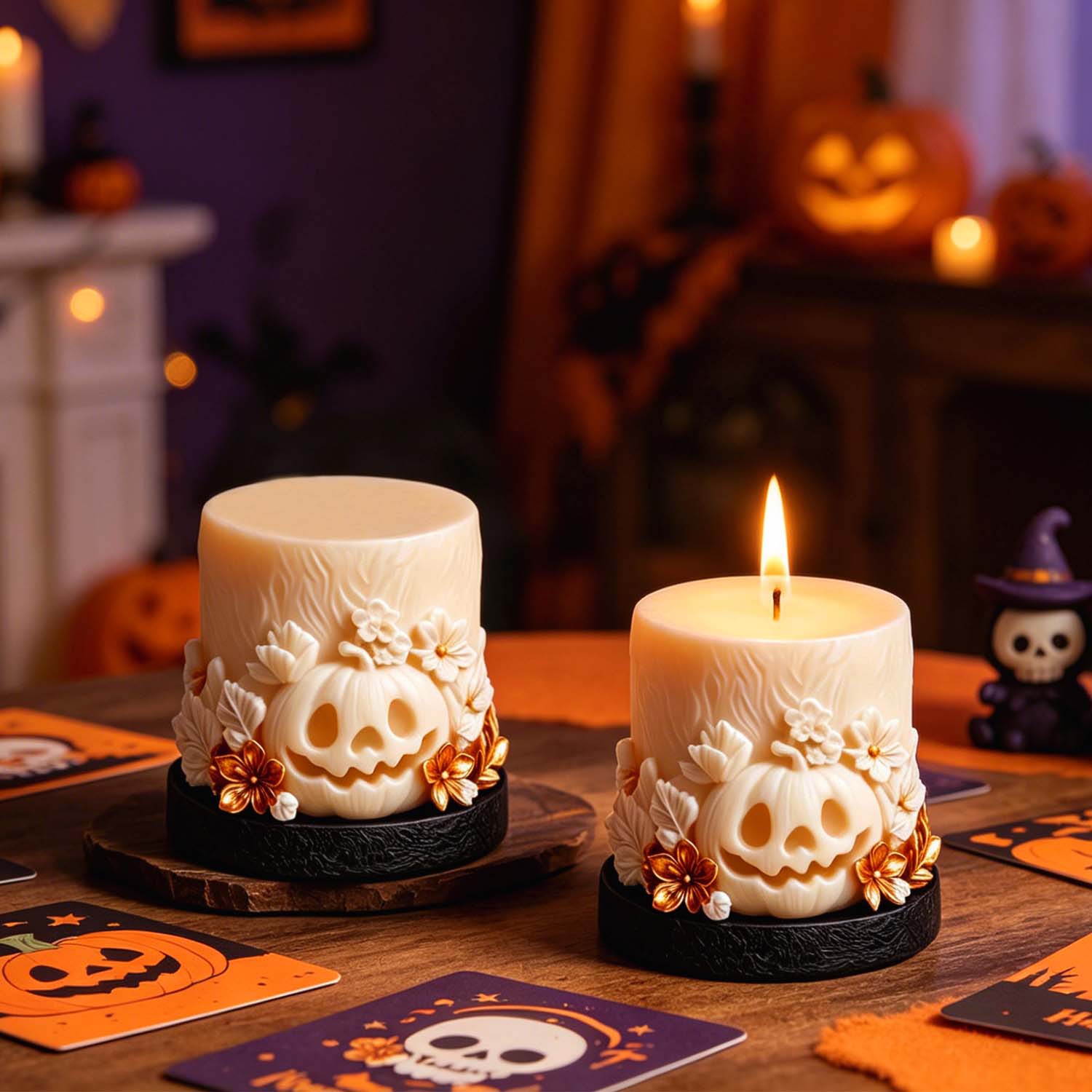 Pumpkin Scented Plaster Candle Mold DIY Desktop Candlestick Ornament