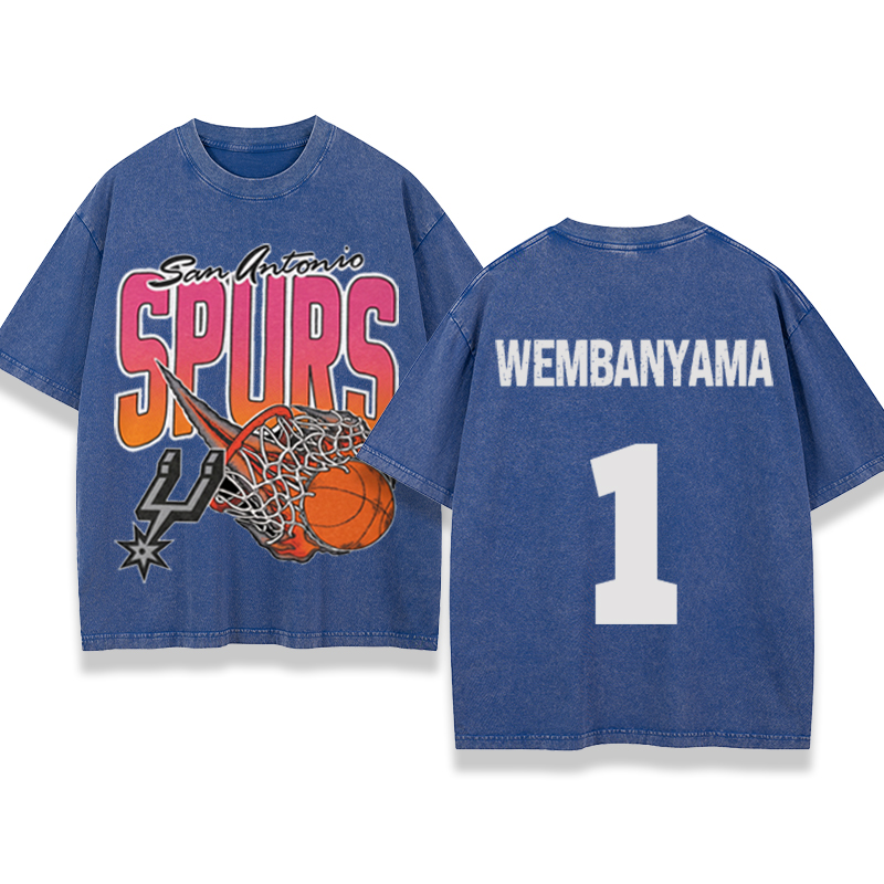 Personalized Basketball Washed T-Shirt San Antonio Spurs On Fire Custom Name and Number Gift for Fans
