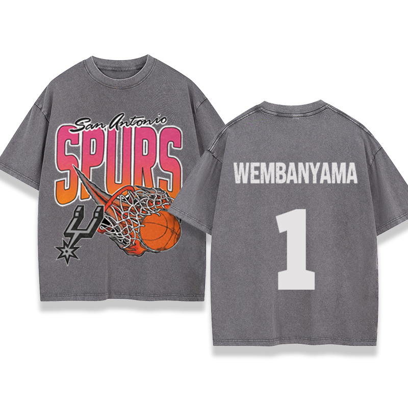 Personalized Basketball Washed T-Shirt San Antonio Spurs On Fire Custom Name and Number Gift for Fans