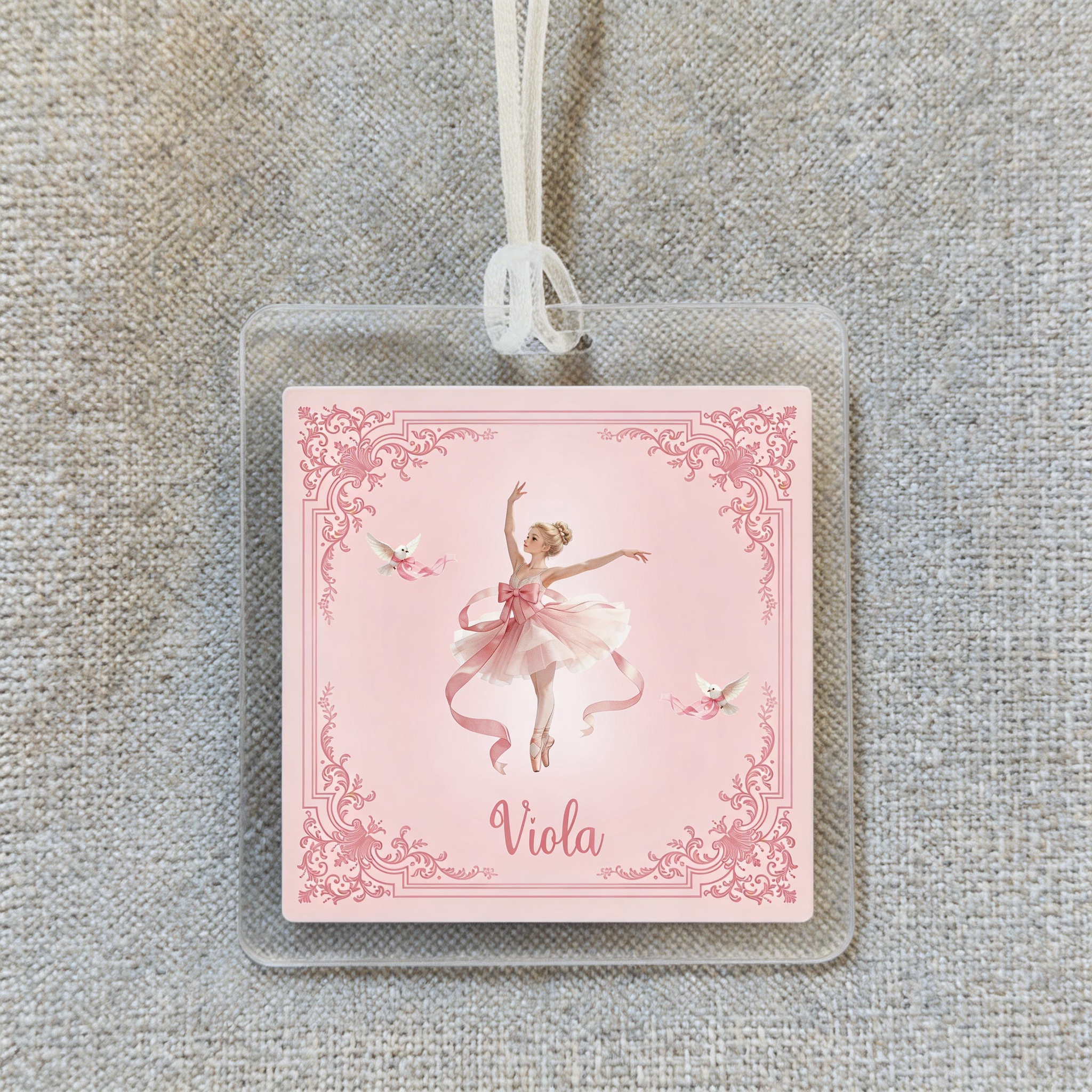 Personalized Ballet Princess Bag Key Charm Custom Photo and Name Gift for Her