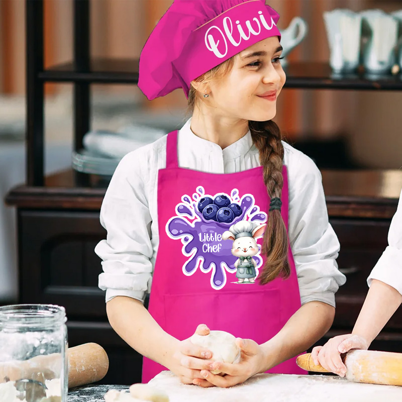 Personalized Little Chef Baking Apron Cute Animals Holiday Kitchen Cooking Gift For Kids
