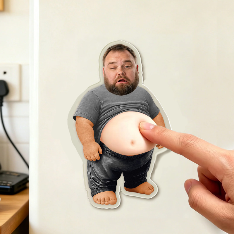 Personalized Funny Big Belly Caricature Custom Photo Cartoon Family Fridge Decoration Comic Portrait Magnet
