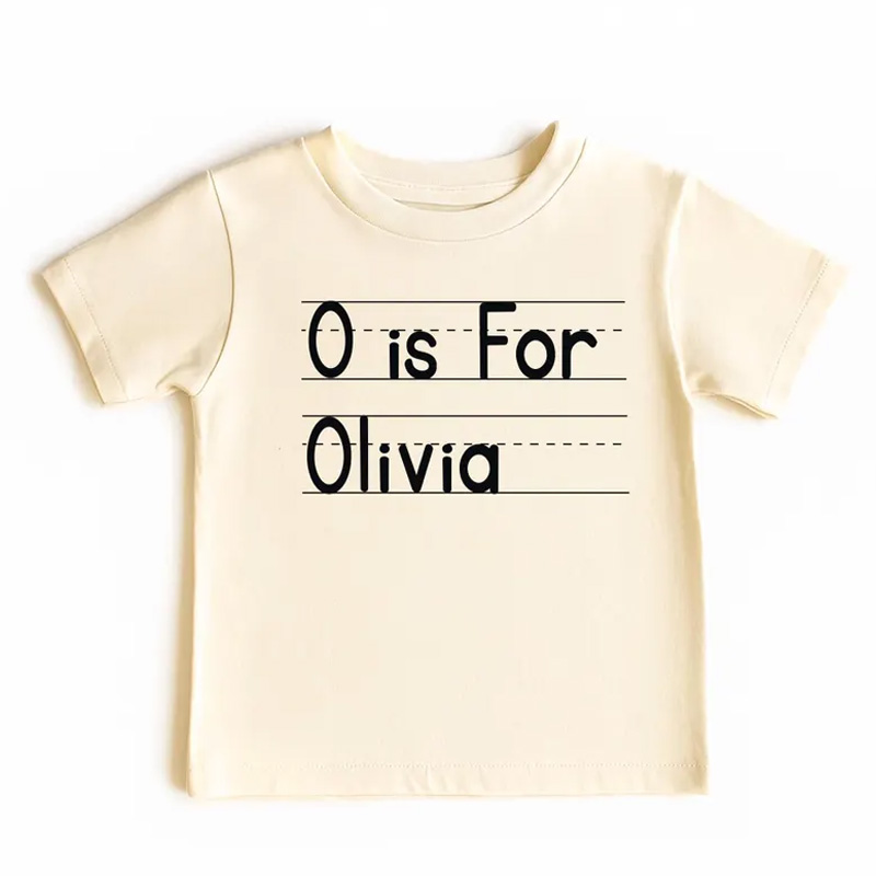 Personalized Initial Is For Name Minimalist Typography Matching Sibling Custom Monogram Outfit Kids Shirt