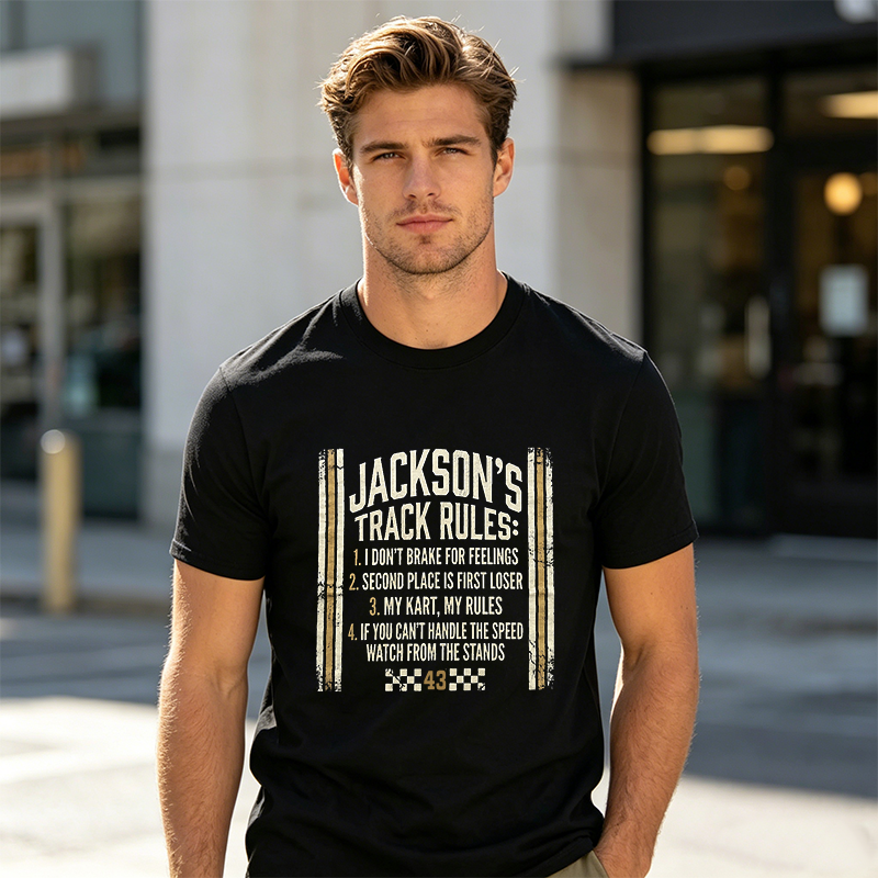 Personalized Track Rules Go-Kart Racing Vintage Distressed Graphic Unisex Cotton T-Shirt