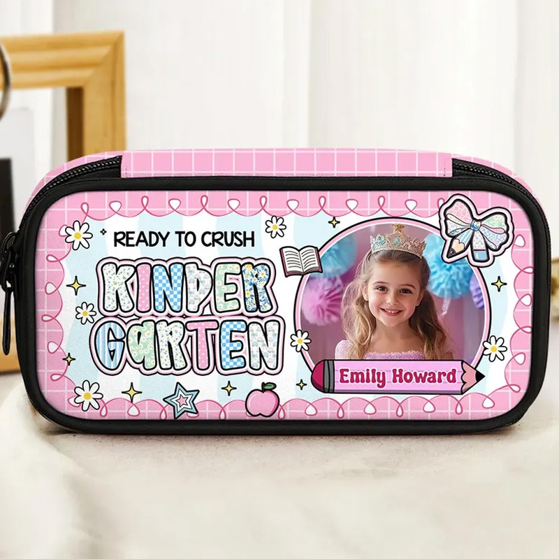 Personalized Ready To Crush Kindergarten First Grade Second Grade Custom Name Photo Back To School Gift Pencil Case