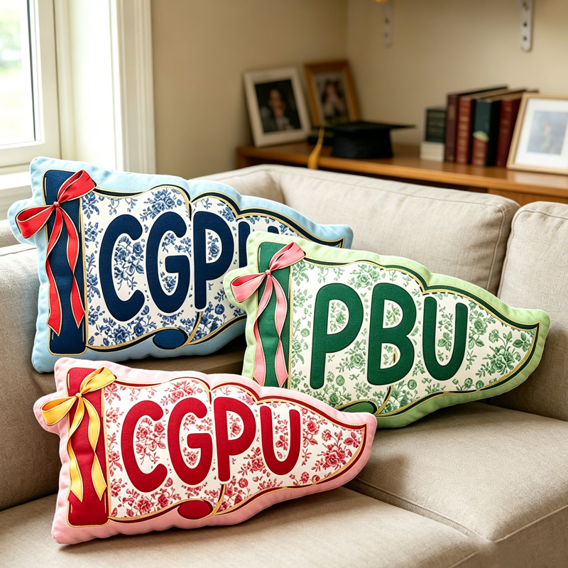 Personalized Graduation College Pennant Custom Name School Pride Senior Gift Dorm Decor 3D Print Pillow