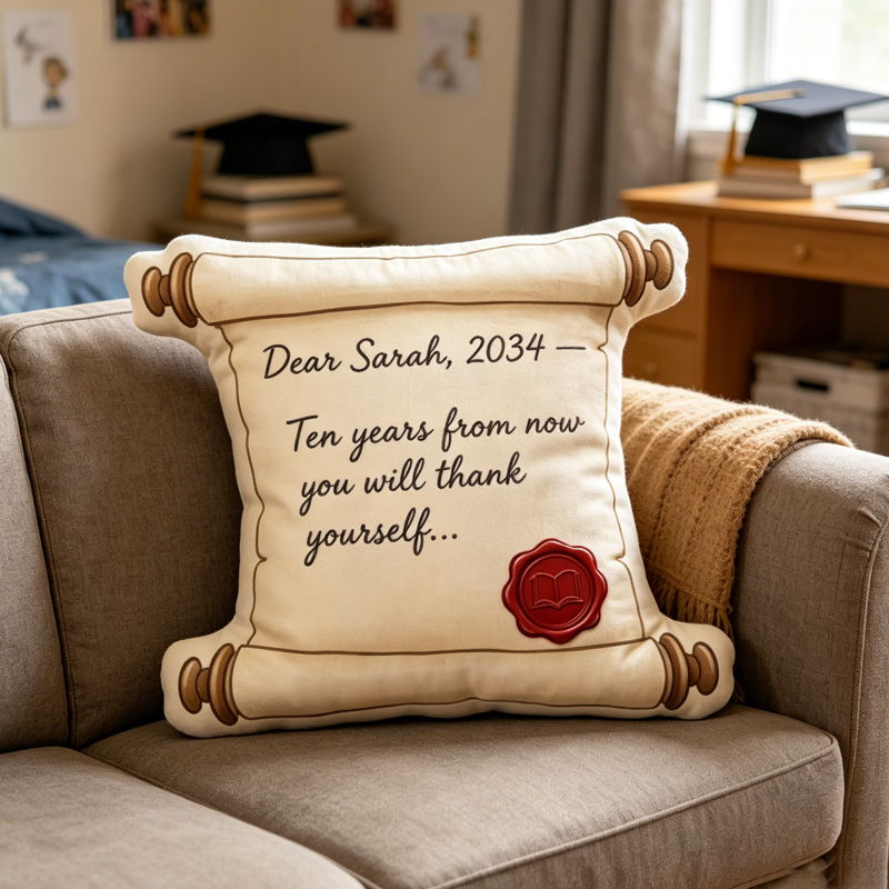 Personalized Graduation Letter To Future Self Custom Name Year Motivational Quote Scroll Keepsake 3D Print Pillow
