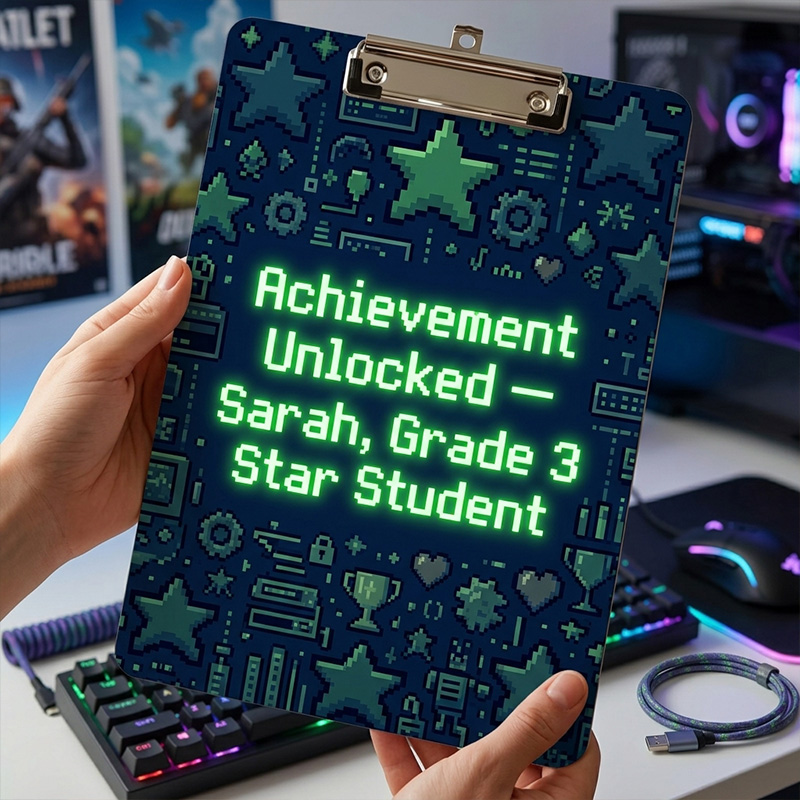 Personalized Gamer Achievement Unlocked Neon Name Grade Star Student B