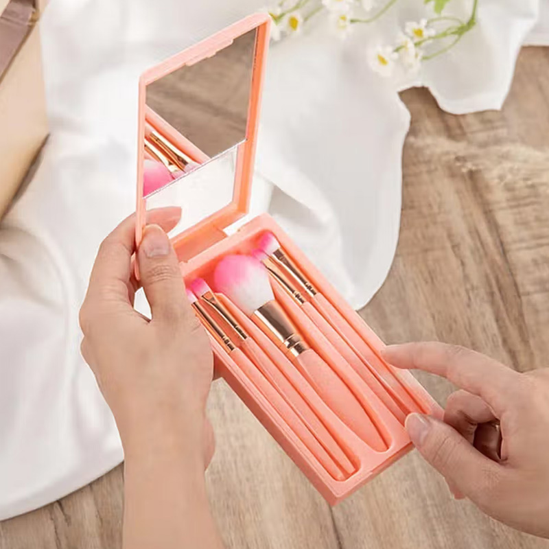 Personalized Cute Capybara Ballerina Pink Floral Tutu Dance Lover Gift Travel Organizer With Mirror Makeup Brushes Box Set