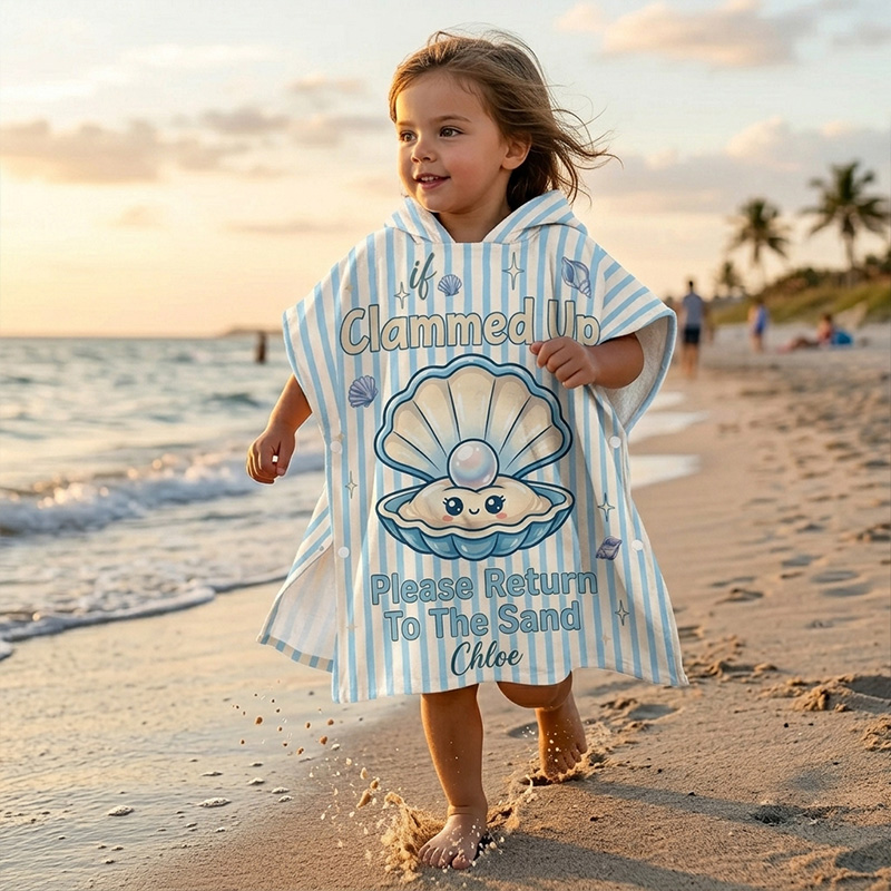 Personalized Cute Clam Seashell Ocean Quote Pastel Blue Sand And Starf