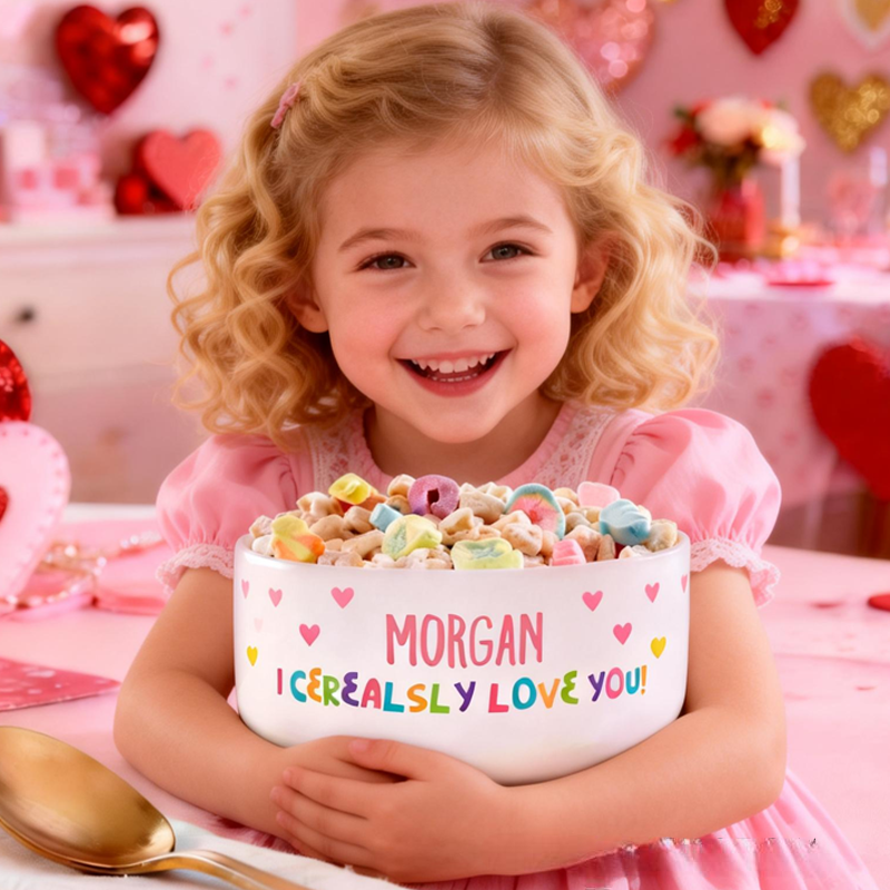Personalized I Cerealsly Love You Cereal Bowl Valentine's Day Gifts for Kids Children's Valentine's Day