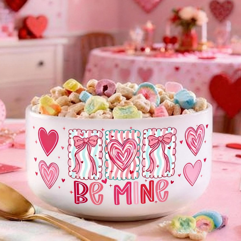 Personalized Be Mine with Coquette Bow Cereal Bowl Valentine's Day Gifts for Kids Children's Valentine's Day