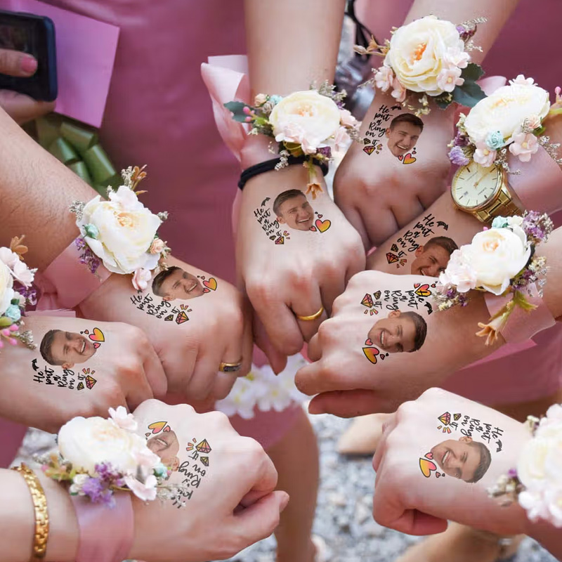 Personalized Waterproof Temporary Face Photo Tattoo Stickers with Name Bachelorette Party Birthday Wedding Favors