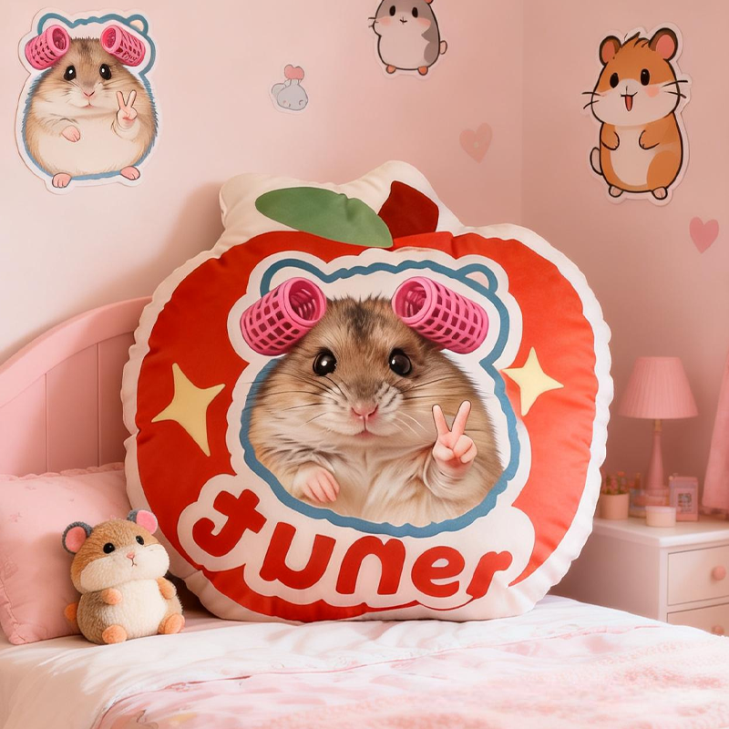 Personalized Cute Cartoon Apple Pillow Baby Animals Nursery Decor Cute Animals Cushion Toddler Gift 