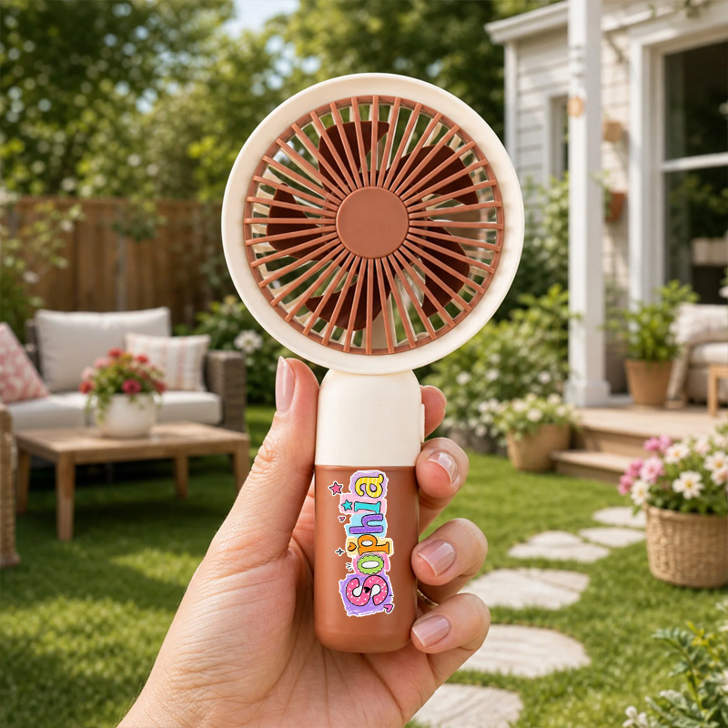 Personalized Summer Mini Handheld Fan Themed Colorful Fruit Fresh Vibes Design Portable USB Rechargeable Cooling Gadget Gift Back to School Gift