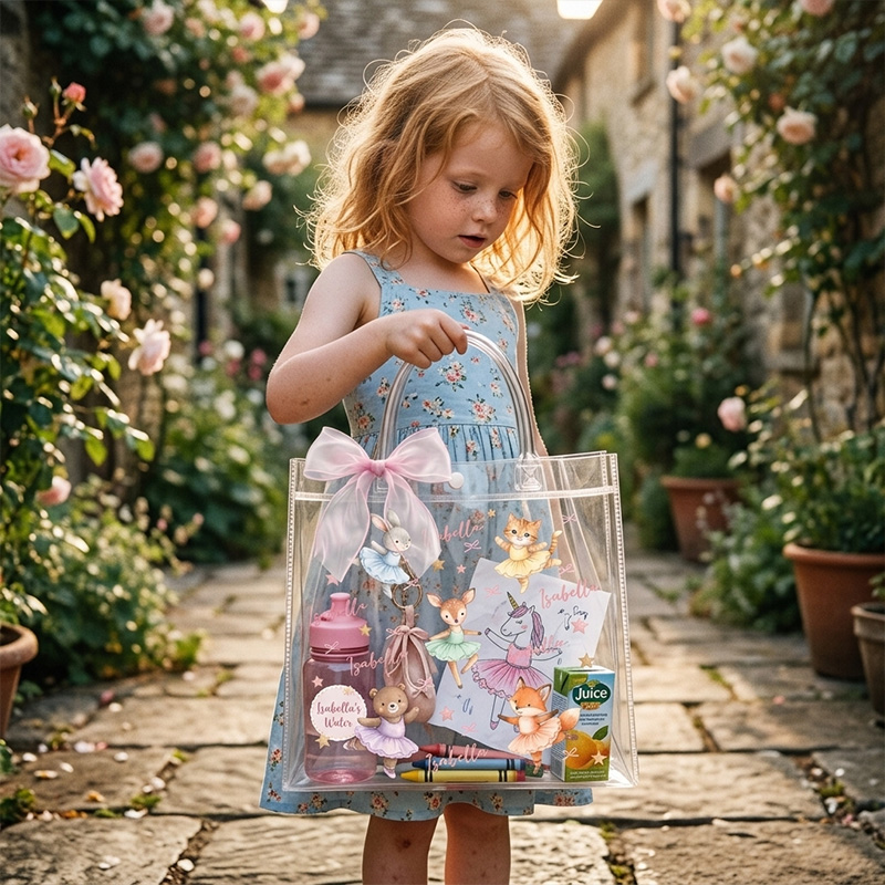 Personalized Animal Ballerina Tote Themed Magical Dance Design Clear Princess Carryall Transparent Gift Bag