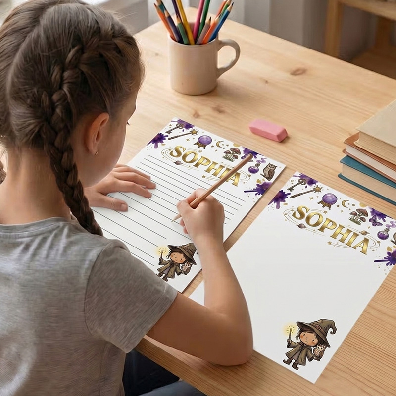Personalized Little Wizard Kids Notepad Themed Magic Spell Writing Pad Design Custom Name Stationery For School Notes