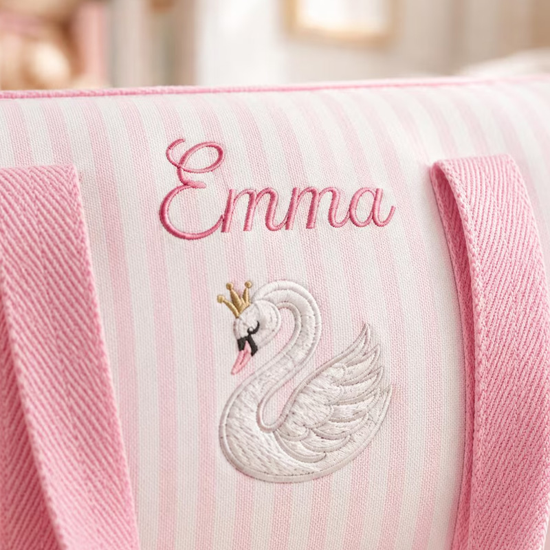 Personalized Embroidery Design Quilted Kids Overnight Duffel Shoulder Tote Weekender Dance Gym Bag