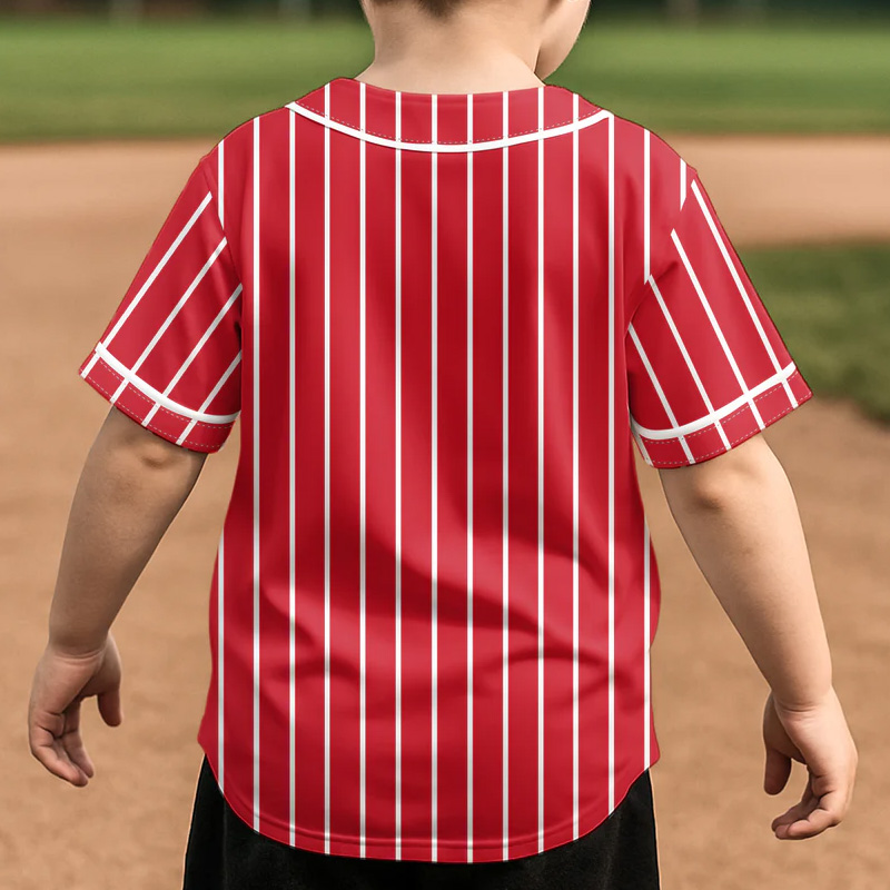 Personalized Striped Baseball Jersey For Kids With Cute Truck Graphic Name Number Soft Playful Sports Top