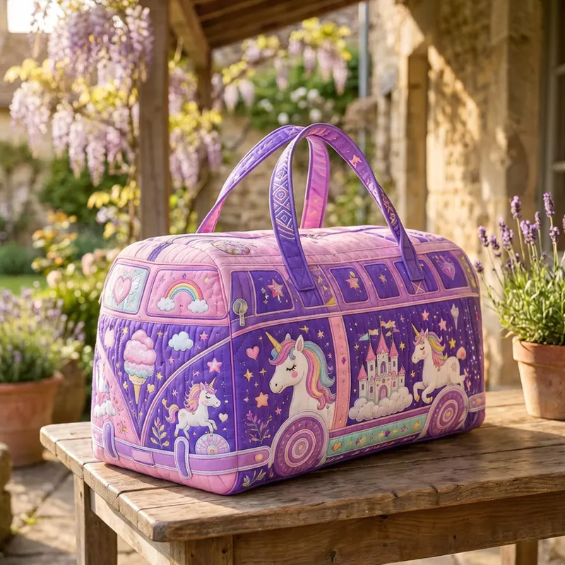 Personalized Rainbow Horse Travel Duffel Bag Large Capacity Overnight Tote For Kids Sleepovers School Trips